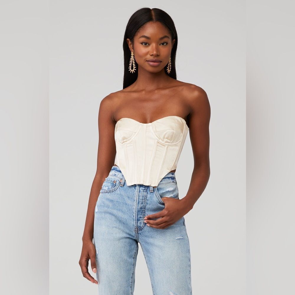 Bardot Eva Strapless Bustier in Champagne Size Large - Picture 1 of 9